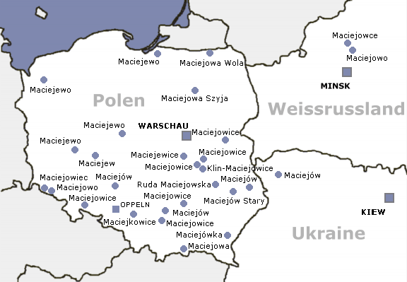 Karte mit Ortschaften